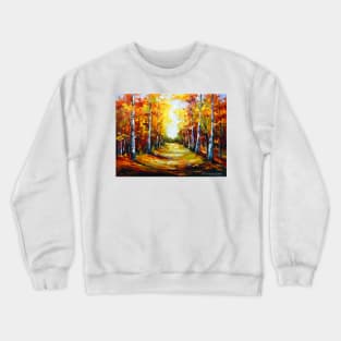 Birch road to the light Crewneck Sweatshirt